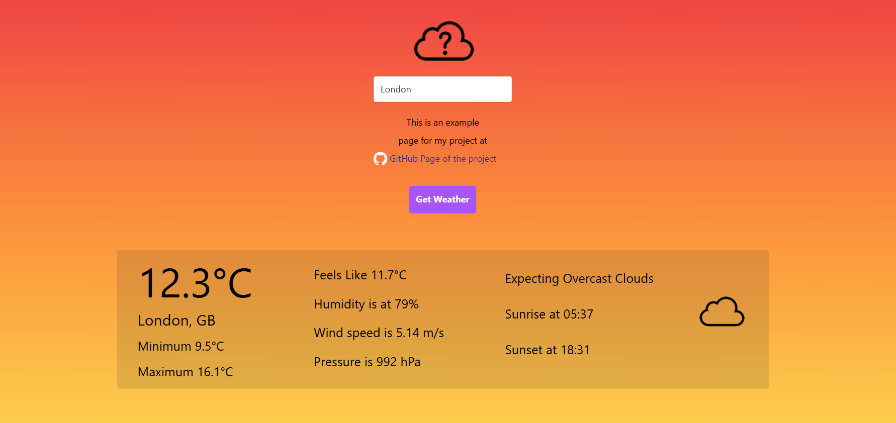 Weather app preview